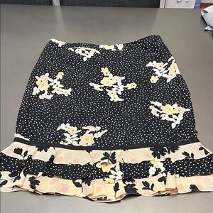 Vintage Banana Republic Black/Pink/Cream Women’s Size 16 Flutter Silk Skirt